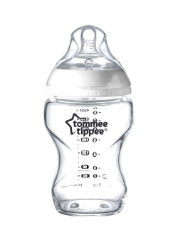 tommee tippee Closer To Nature Glass Bottle with Anti-Colic Valve, 0+ M, 250ml