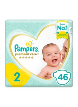 Pampers Premium Care Diapers, Size 2, 3-8 kg, Mid Pack, 46 Count