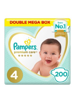 Pampers Pampers Premium Care Diapers, Size 4, Maxi, 9-14 kg, Double Mega Box, 200 Count