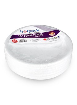 Hotpack 25-Piece Foam Plate White 10inch