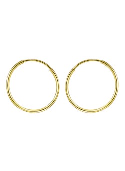 Golden Choice 14K Solid Gold 14mm Sleeper Hoops Earrings Gold