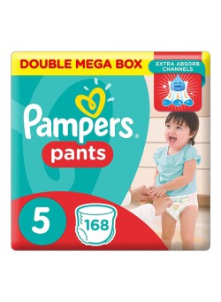 Pampers Pampers Pants Diapers, Size 5, Junior, 12-18 kg, Double Mega Box,168 Count