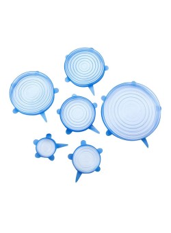Everrich 6-Piece Stretchable Tear Resistant Silicone Lids Blue 155g