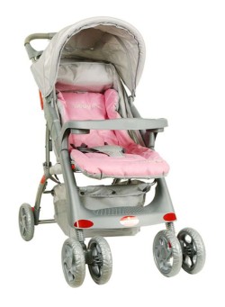 baby plus Single Stroller - Grey/Pink