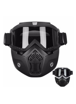  2X Detachable Modular Motorcycle Vintage Helmet Full Face Mask Shield Goggles