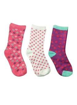Shopkins Set Of 3 Printed Socks Purple/White/Pink