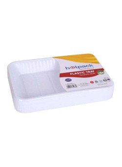 Hotpack Disposable Rectangular Plastic Serving Tray White 1Kg White 68x268x182ml