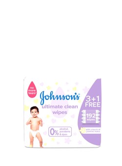 Johnsons Baby Wipes - Ultimate Clean, 3 +1 Packs Of 48, 192 Total Count