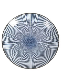 Sharpdo Round Steak Dinner Plate Blue/White 10inch