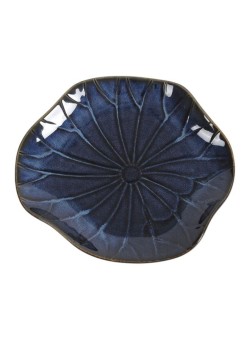 Sharpdo Kiln Lotus Leaf Style Plate Blue 9inch