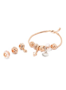 Rocawear Set of 10 Interchangeable Charms Bracelet Rose Gold