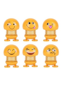  6-Piece Smiley Emoji Bobblehead For Car Decoration Set