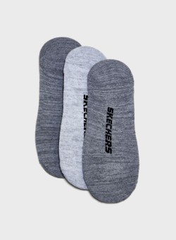 SKECHERS 3-Pair No Show Socks Set Grey