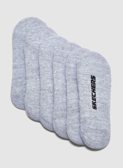 SKECHERS 6 Pack No Show Socks Grey