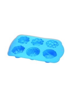 Amal Silicone Baking Mould, Makes 6 Cupcakes Decorative Muffin Tray - Blue