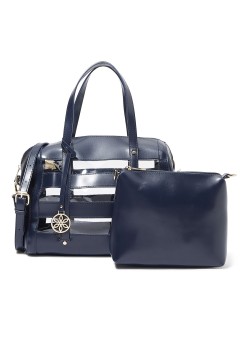 High Streets 2-in-1 Pouch and Double Handle Tote Navy/Clear