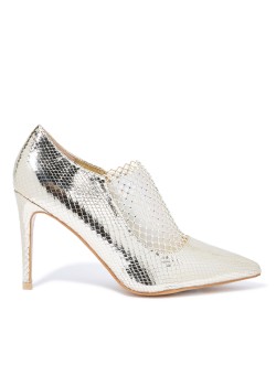 Ronnie Grey Embellished Mesh Pumps in Gold Gold