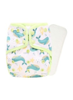 Little Story Fish Print  Reusable Diaper with Insert