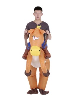 Decdeal Funny Horse Riding Cowboy Inflatable Costume
