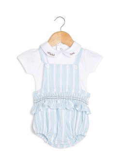 Baby Go Infant Text Collar Dungarees Blue