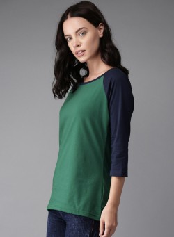 HERE&NOW Contrast Raglan Sleeve T-Shirt Green