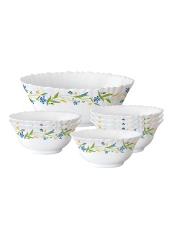 BOROSIL 7-Piece Pudding Bowl Set White/Green/Blue L