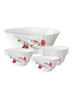 BOROSIL 7-Piece Pudding Bowl Set White/Red/Black S