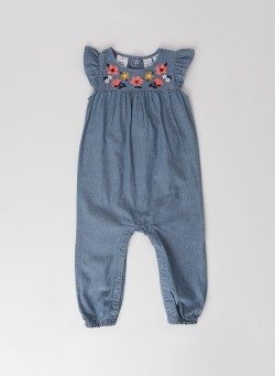 carters Baby Embroidered Chambray Jumpsuit Denim